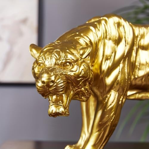 Premium Resin Golden Tiger Statue for Home Decor