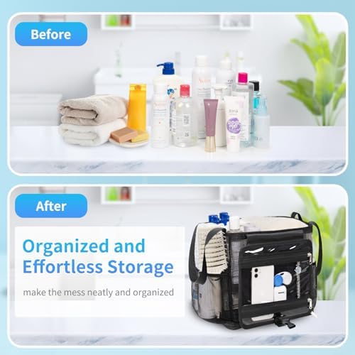 CUBETASTIC Portable Shower Caddy with 4 Side Pockets