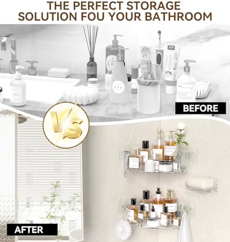 JNDETOP Corner Shower Caddy 3-Pack Adhesive Organizer