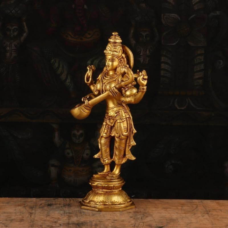 Statuestudio Brass Saraswati Statue - 10 Inch