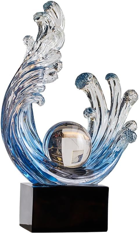 Modern Abstract Wave Statue Blue Art Home Decor