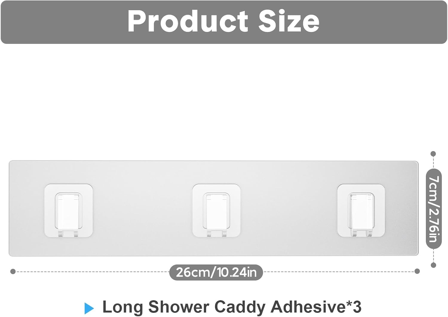 Lsnisni 3 Pack Shower Caddy Adhesive Hooks Clear Waterproof No Drilling