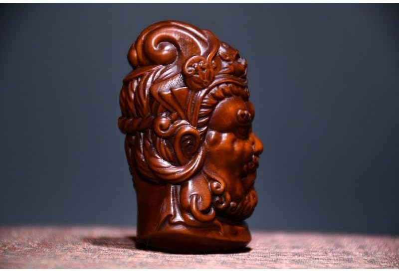 Handmade Boxwood Buddhist Statue Meditating Figurine Decor