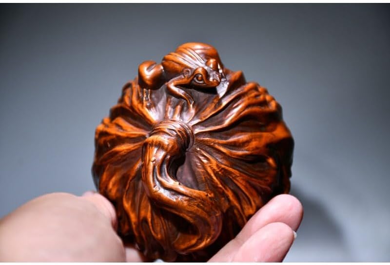 Handcrafted Boxwood Lucky Lotus Root Statue