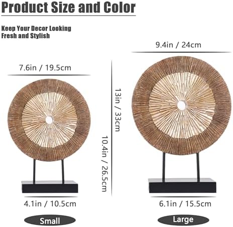 XMGZQ Modern Round Wood Statue Cabinet Decor