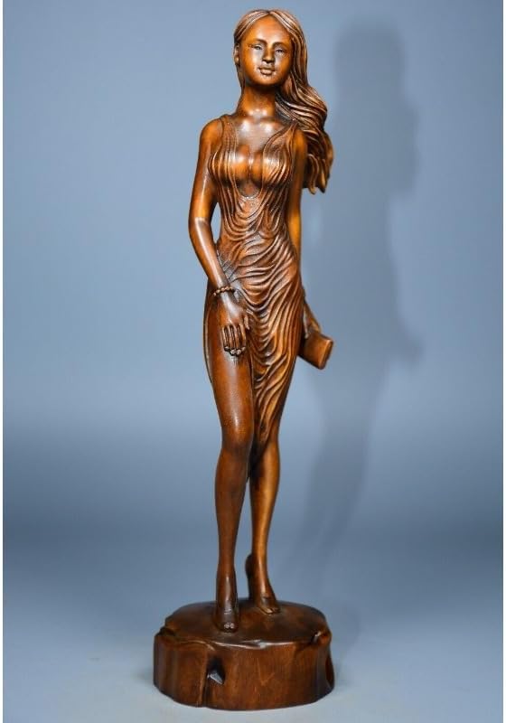 LimpaC Handmade Boxwood Woman Statue - Meditating Beauty Decor