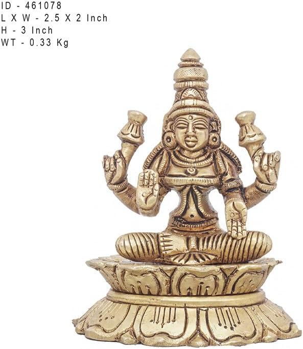Statuestudio Goddess Lakshmi Brass Statue 3 Inch