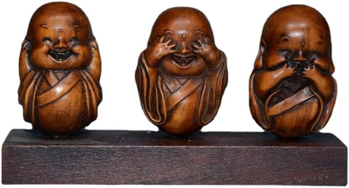 LimpaC Mini Boxwood Buddha Statues Set