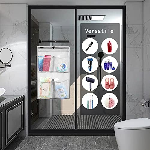 ANZORG Mesh Shower Caddy with 4 Pockets and Rotating Hanger