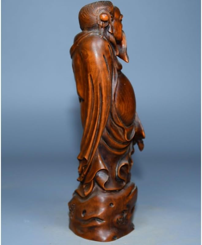 Handcrafted Boxwood Eight Immortals Han Zhongli Statue Decor