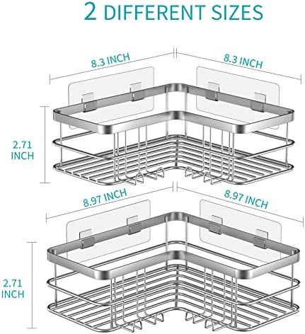 Yazoni Shower Caddy 2-Pack Corner Shelf Silver
