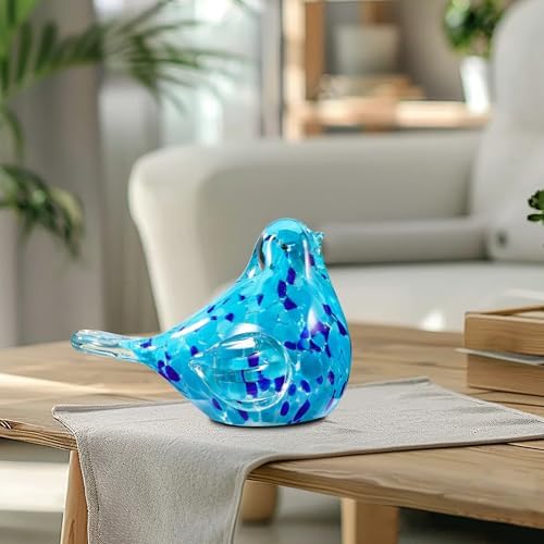 Handmade Blue Glass Bird Figurine Home Decor