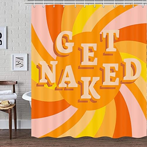 JAWO Funny Get Naked Boho 70s Retro Shower Curtain Set