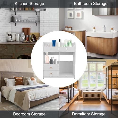 GizmoSynth Bathroom Cabinet with 2 Drawers Shelves