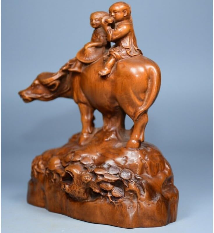 LimpaC Handmade Boxwood Ox Statue Decor