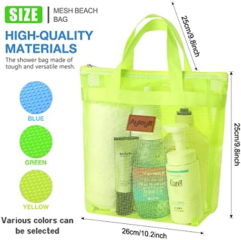 Portable Mesh Shower Caddy Tote with Handle 2pcs Green Yellow