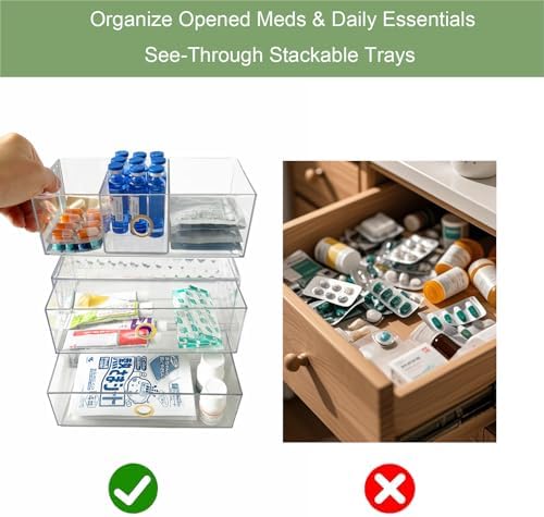 Zemalun 39 Inch Narrow Medicine Cabinet Organizer 3-Tier Stackable with Adjustable Drawers