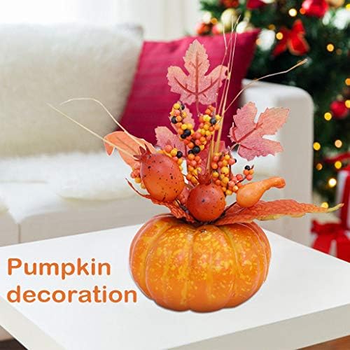 Faux Maple Leaves Pumpkin Statue Miniatures Home Decor