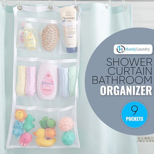 Handy Laundry Shower Curtain Organizer with 9 Pockets 1
