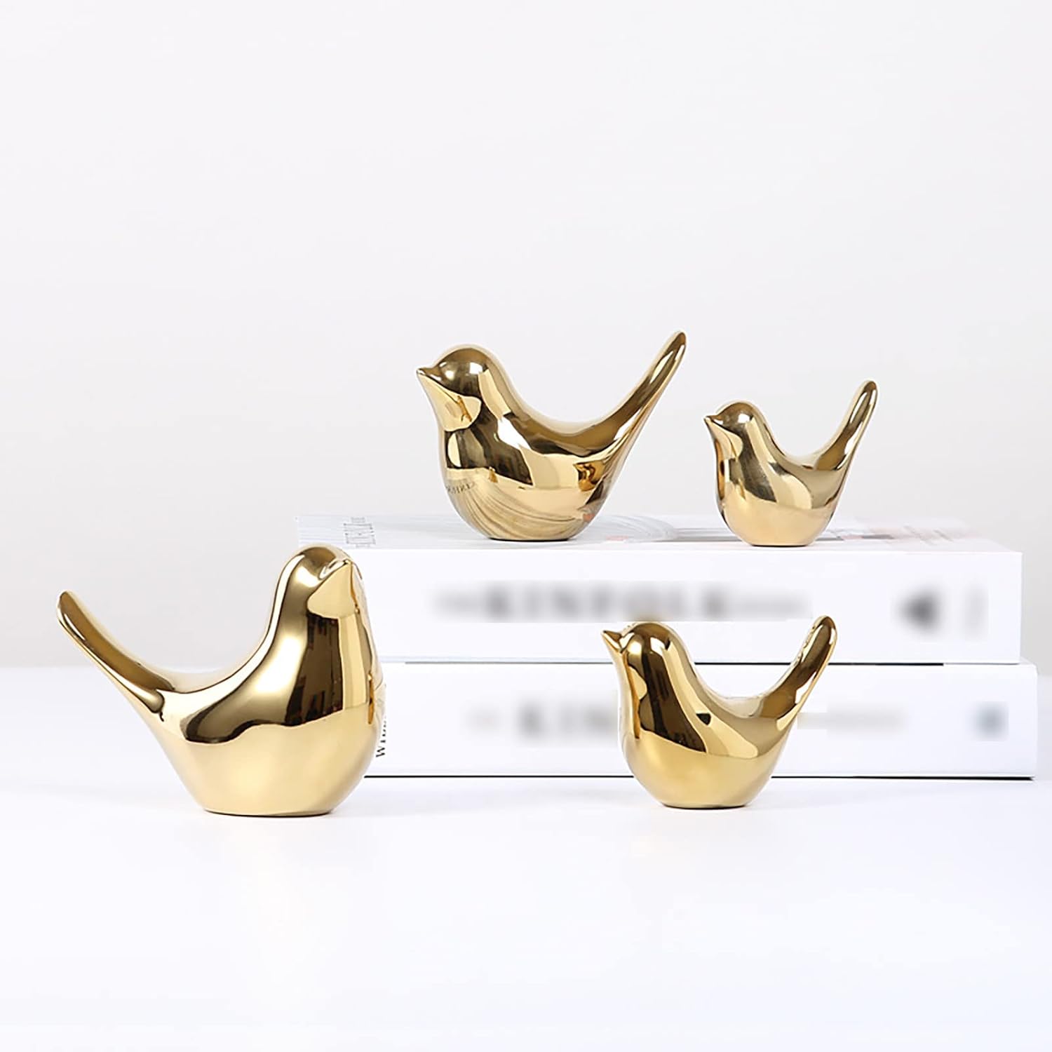 Nudsfuii Gold Ceramic Bird Ornament Sculpture