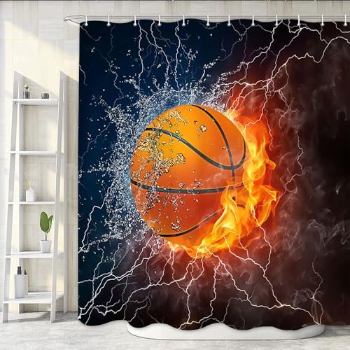 Shocur Sports Shower Curtain Set 72x72 Inches with 12 Hooks