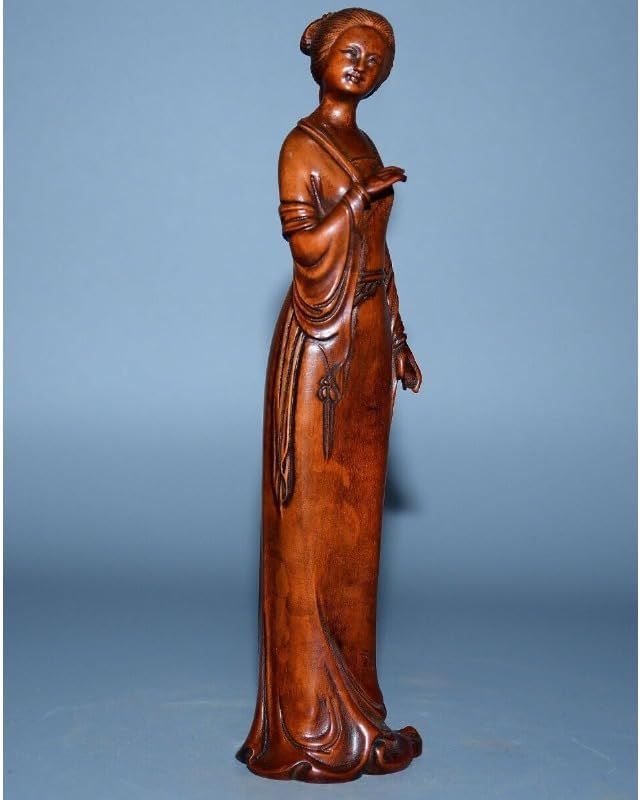 LimpaC Mini Boxwood Woman Statue Handcrafted Decor