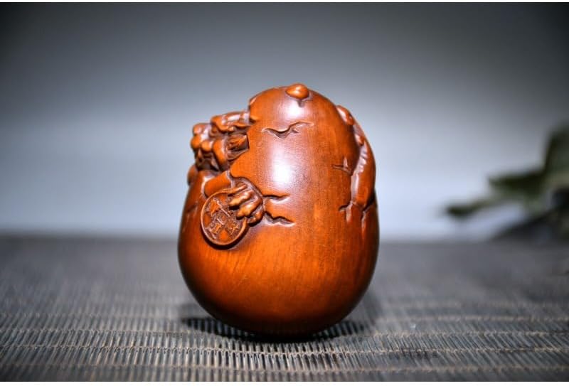 Handcrafted Boxwood Dragon Egg Pixiu Statues Decor