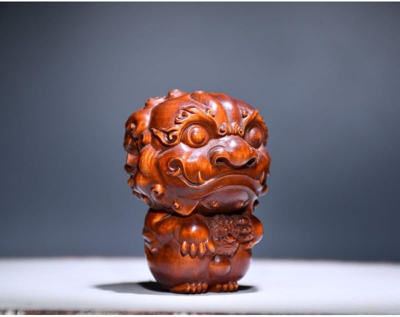 LimpaC Boxwood Kylin Statue Handcrafted Meditating Decor