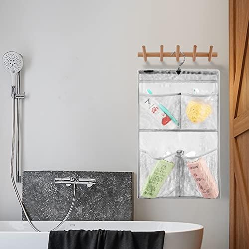ANZORG Mesh Shower Caddy with 4 Pockets and Rotating Hanger