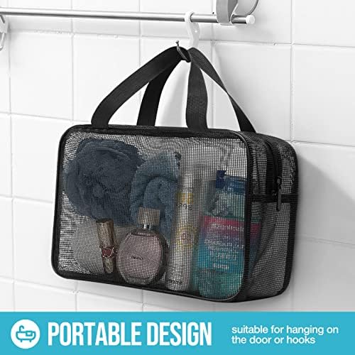 Gocvo Mesh Shower Caddy Bag - Black Large