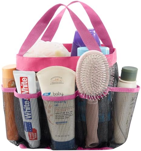 Lifewit Mesh Shower Caddy with 7 Pockets - Pink