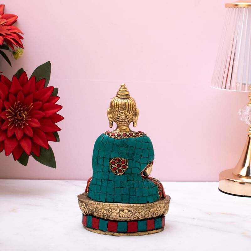 Statuestudio Brass Small Sitting Buddha Statue with Gold Finish