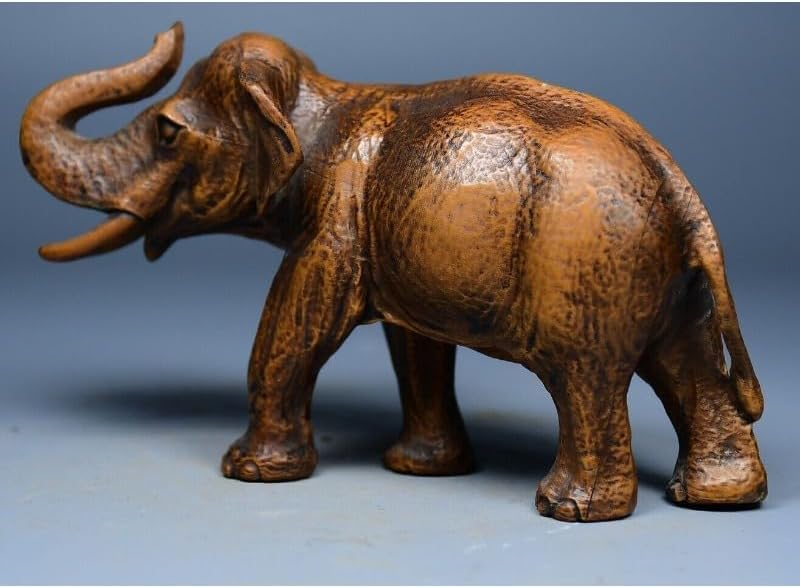 Handcrafted Boxwood Elephant Statue Meditating Decor