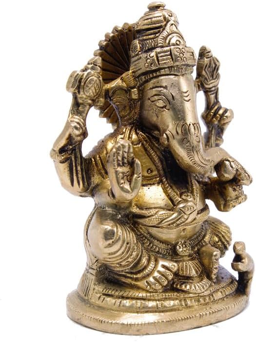 Statuestudio Brass Ganesha Idol Decor Golden Finish Statue