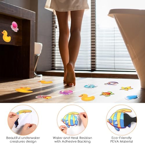 Chiisong 40 Pcs Non-Slip Bathtub Stickers with Scraper
