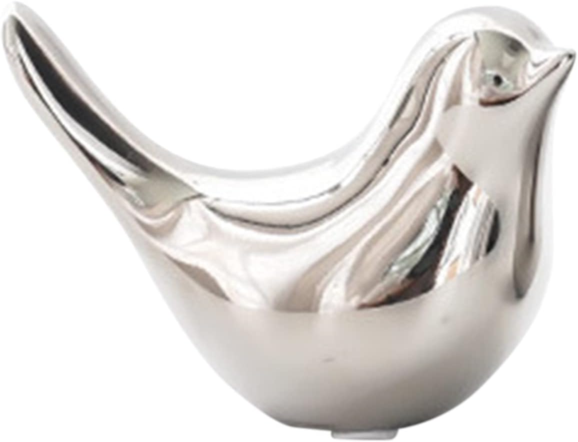Silver Plated Ceramic Bird Statues for Home Decor