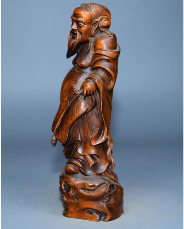 Handcrafted Boxwood Eight Immortals Han Zhongli Statue Decor