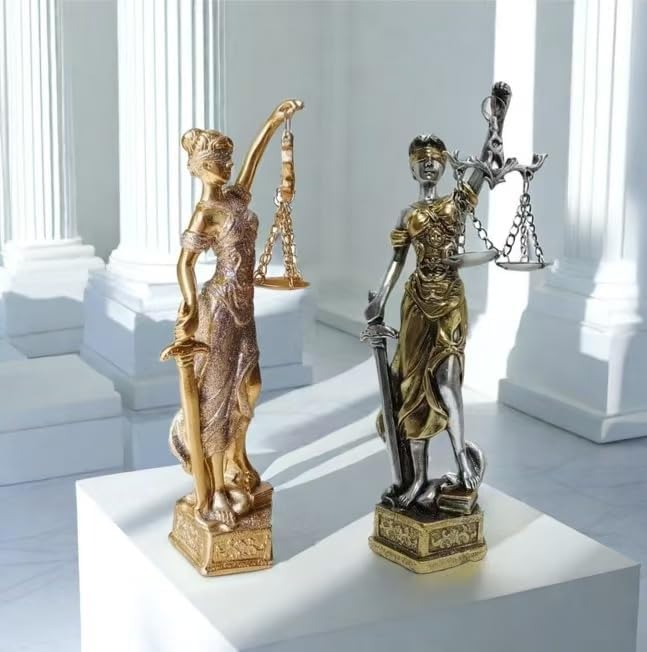 Lady Justice Statue - Gold or Silver Finish Desk Decor