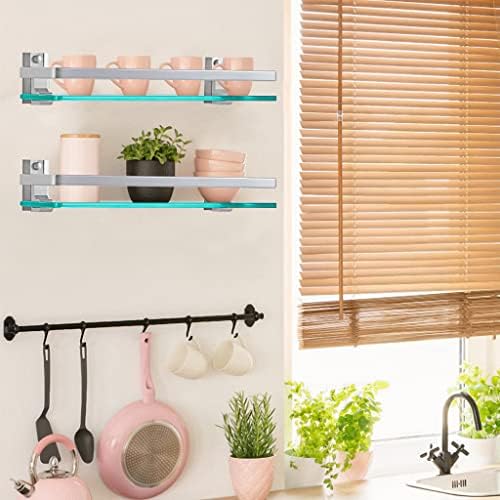 Sanbege 2-Pack Tempered Glass Shelf with Rail