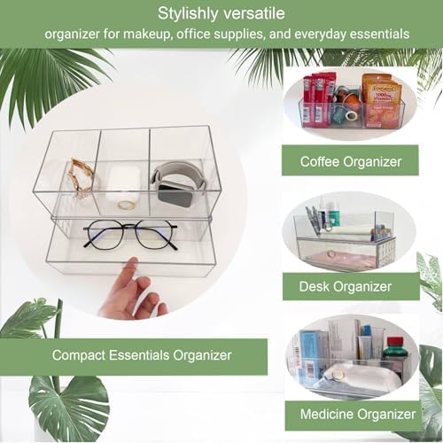 Zemalun 39 Inch Narrow Medicine Cabinet Organizer 3-Tier Stackable with Adjustable Drawers