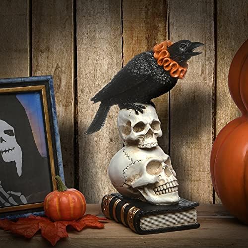 National Tree Company Crow and Skulls Halloween Statue