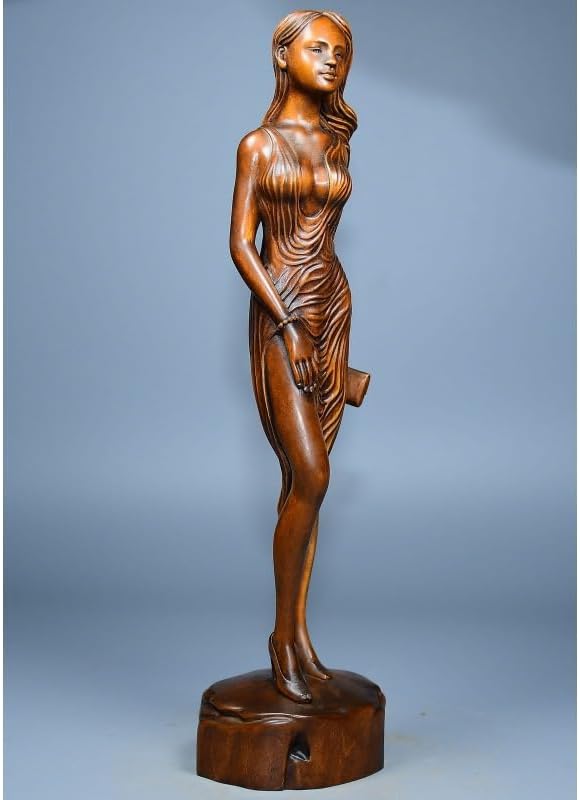 LimpaC Handmade Boxwood Woman Statue - Meditating Beauty Decor