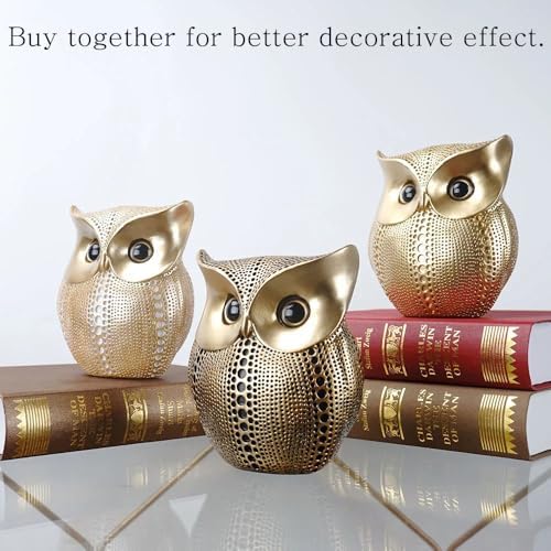 YIKESSHU Gold Owl Sculpture Modern Art Desk Decor