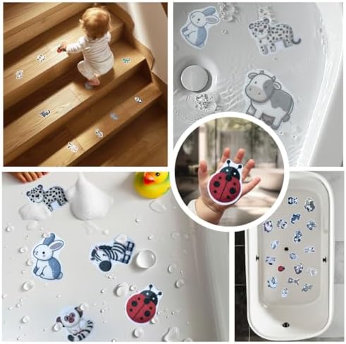 Non Slip Bathtub Stickers - 19 PCS Montessori Animal Appliques