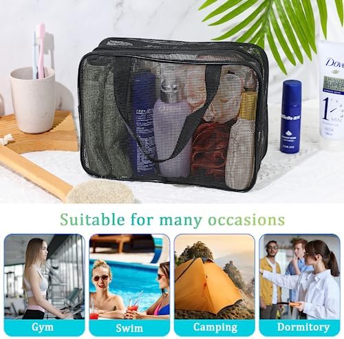 Mozeat Lens Portable Mesh Shower Caddy Bag Black
