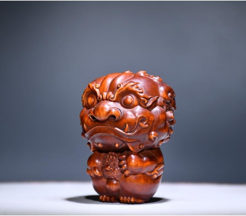 LimpaC Boxwood Kylin Statue Handcrafted Meditating Decor
