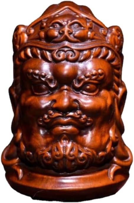 Handmade Boxwood Buddhist Statue Meditating Figurine Decor