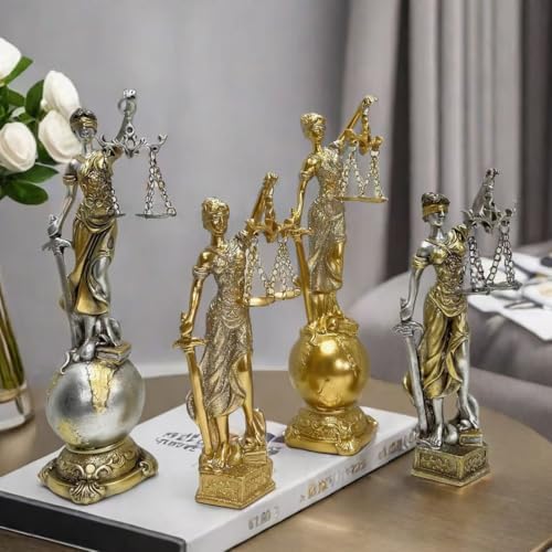 Lady Justice Statue - Gold or Silver Finish Desk Decor