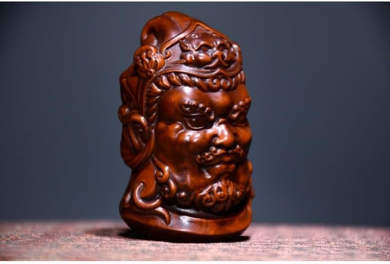 Handmade Boxwood Buddhist Statue Meditating Figurine Decor