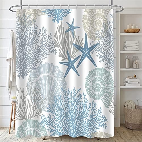 Nkzply 4 Pcs Beach Shower Curtain Bathroom Set